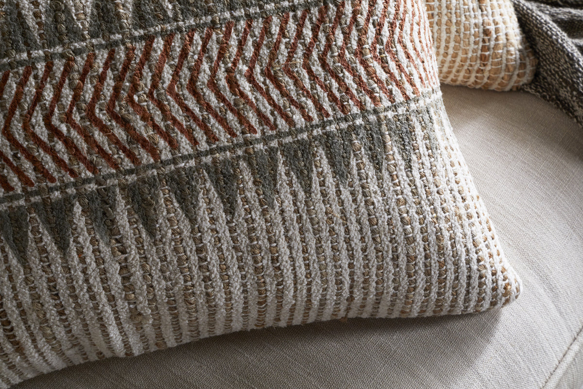 Zairya Jute & Cotton Cushion Cover - Natural & Rust