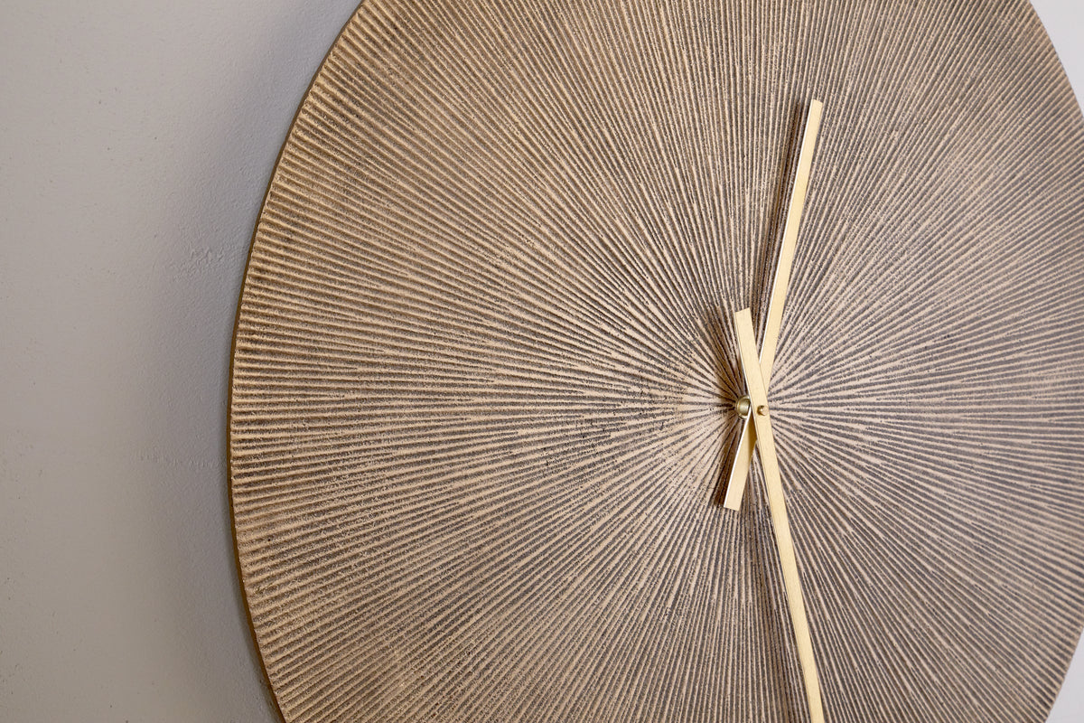 Zuwena Etched Wall Clock - Antique Brass