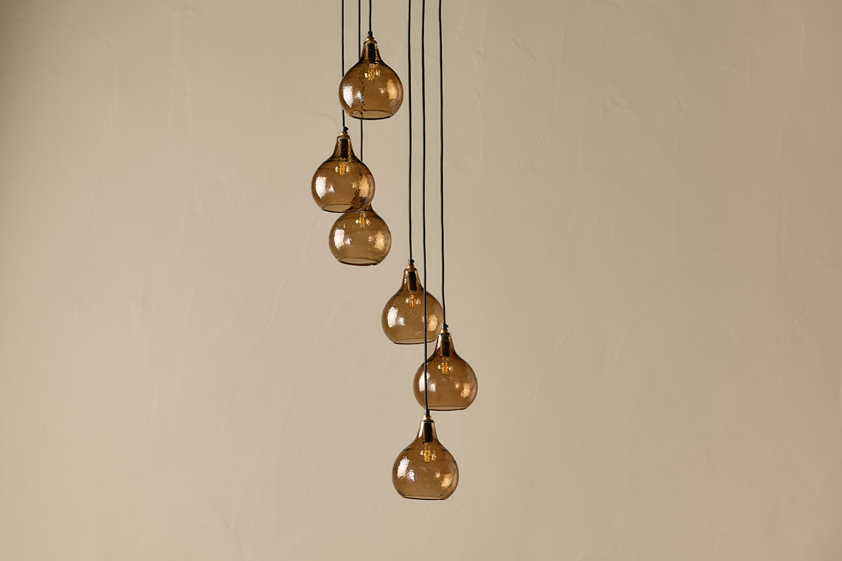 Ziva Statement Recycled Glass Cluster Pendant - Light Smoke Brown