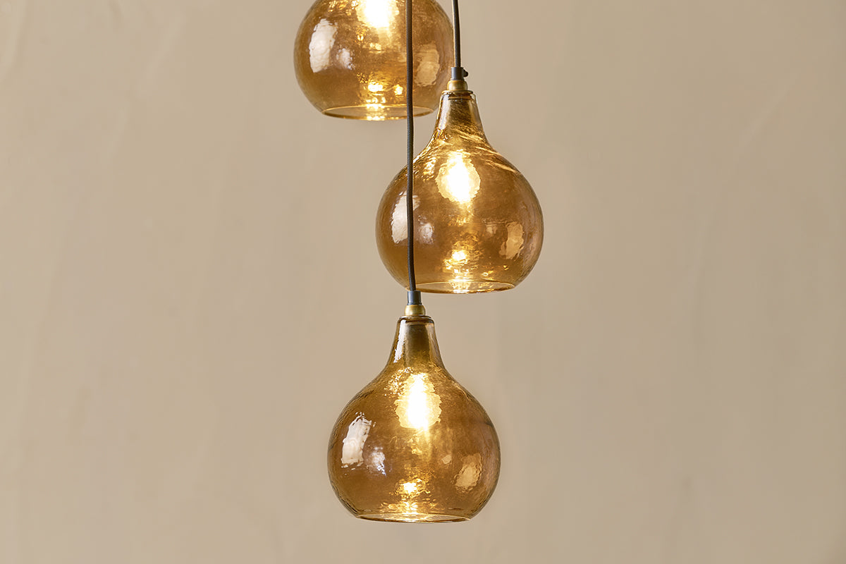 Ziva Statement Recycled Glass Cluster Pendant - Light Smoke Brown