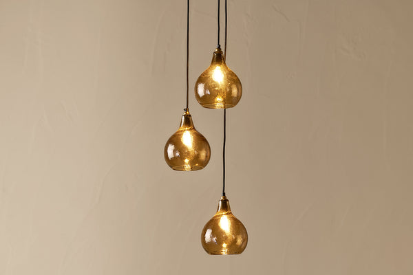 Ziva Recycled Glass Cluster Pendant -  Light Smoke Brown