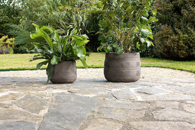 Zadie Etched Ceramic Planters - Grey - (Set of 2)