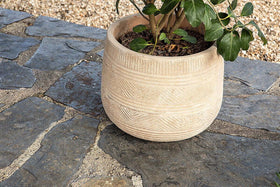 Zadie Etched Ceramic Planters - Neutral - (Set of 2)