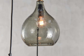 Ziva Recycled Glass Cluster Pendant - Green Smoke