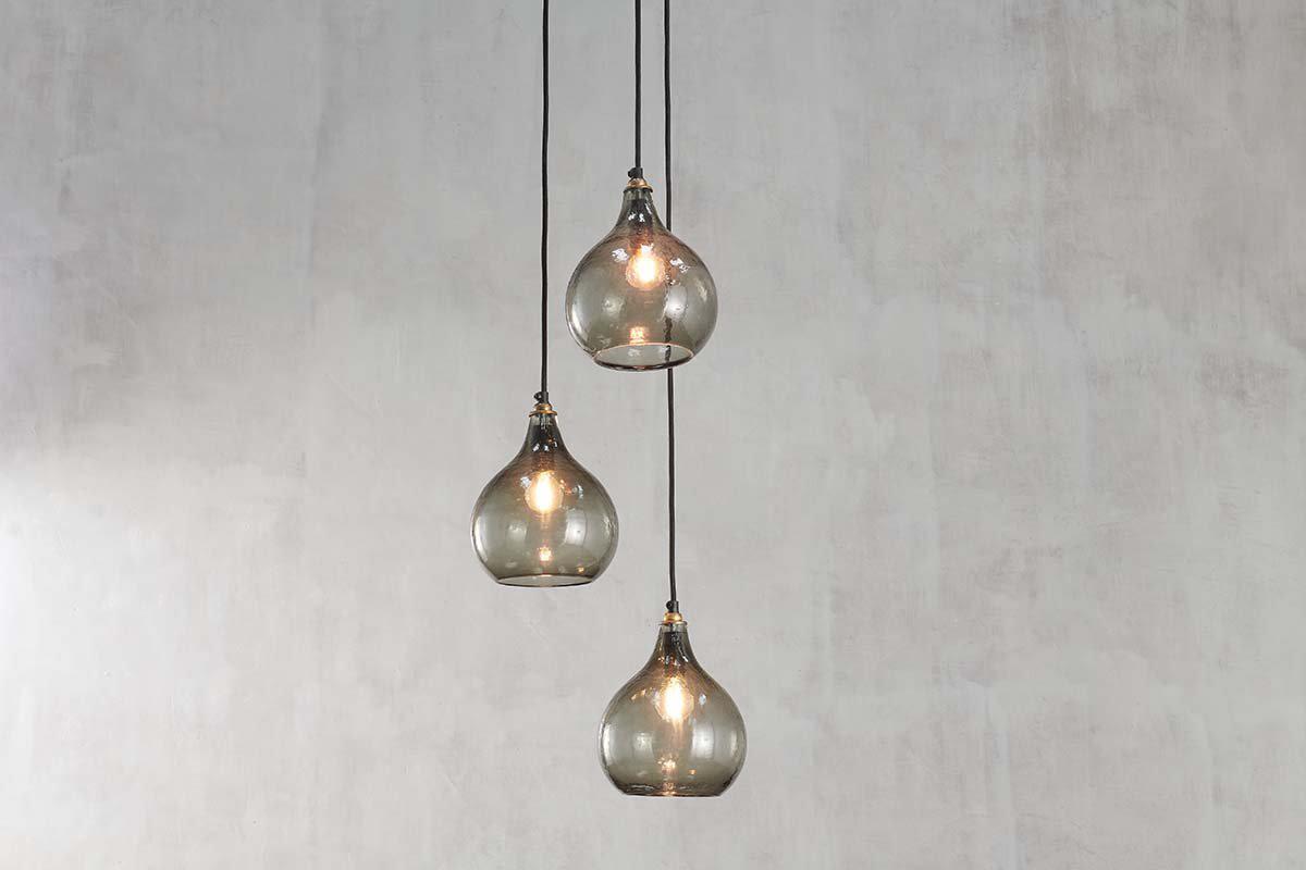 Ziva Recycled Glass Cluster Pendant - Green Smoke