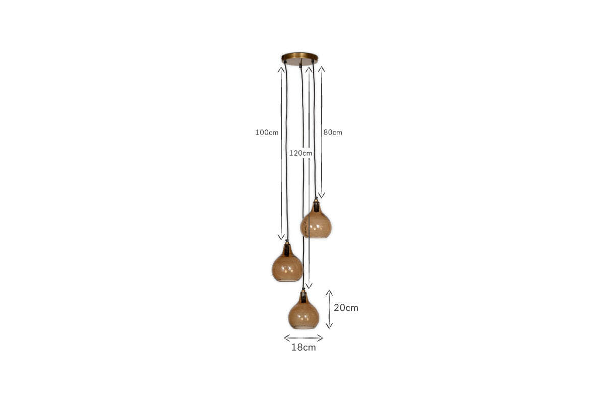 Ziva Recycled Glass Cluster Pendant -  Light Smoke Brown