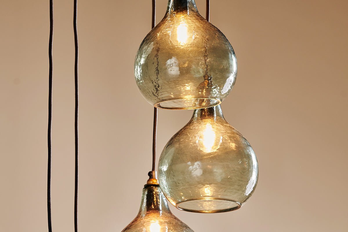 Ziva Statement Recycled Glass Cluster Pendant - Green Smoke