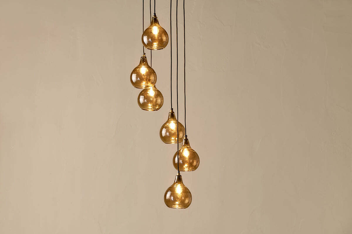Ziva Statement Recycled Glass Cluster Pendant - Light Smoke Brown