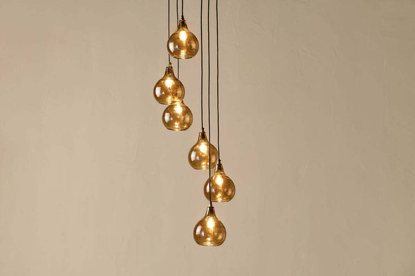 Ziva Statement Recycled Glass Cluster Pendant - Light Smoke Brown