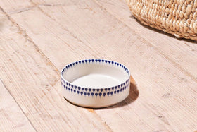 Indigo Drop Ceramic Pet Bowl - Cream & Indigo - Small