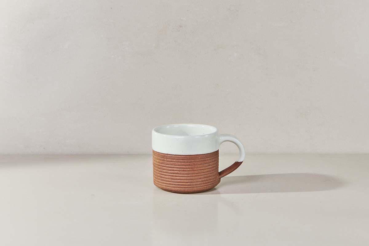 Mali Ribbed Coffee Mug - White - (Set of 2)