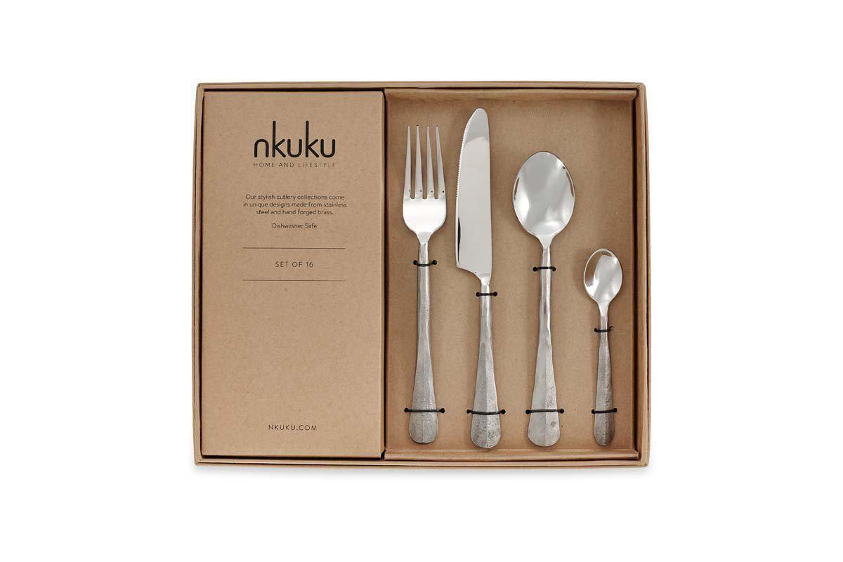 Osko Cutlery Set - Brushed Silver (Set of 16)