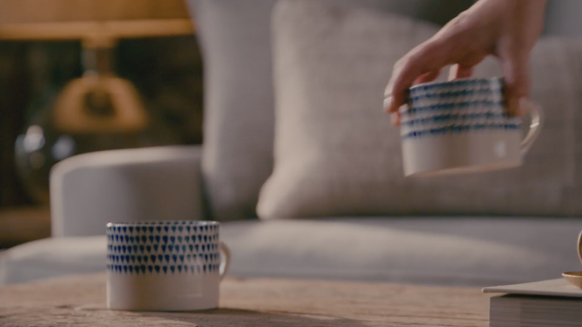 Indigo Drop Mug - Cream & Indigo - Large (Set of 2)