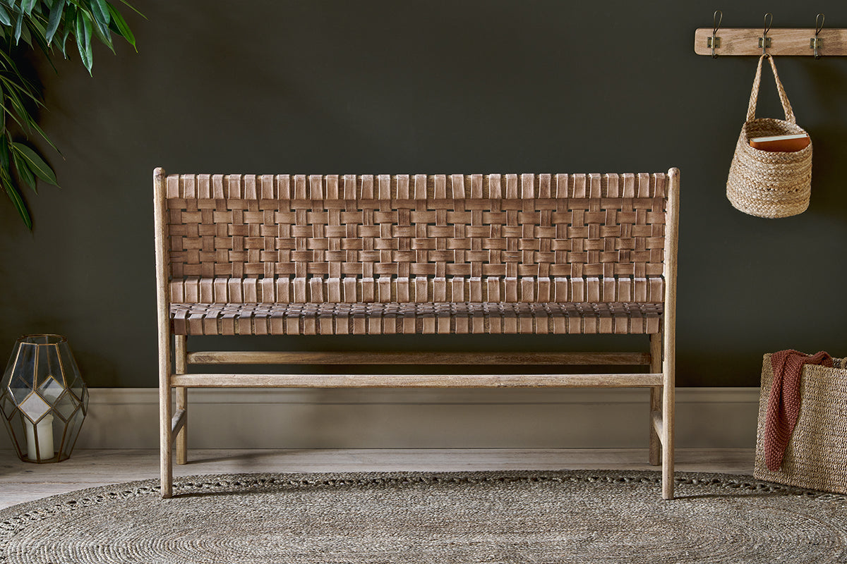 Adembi Woven Leather Bench