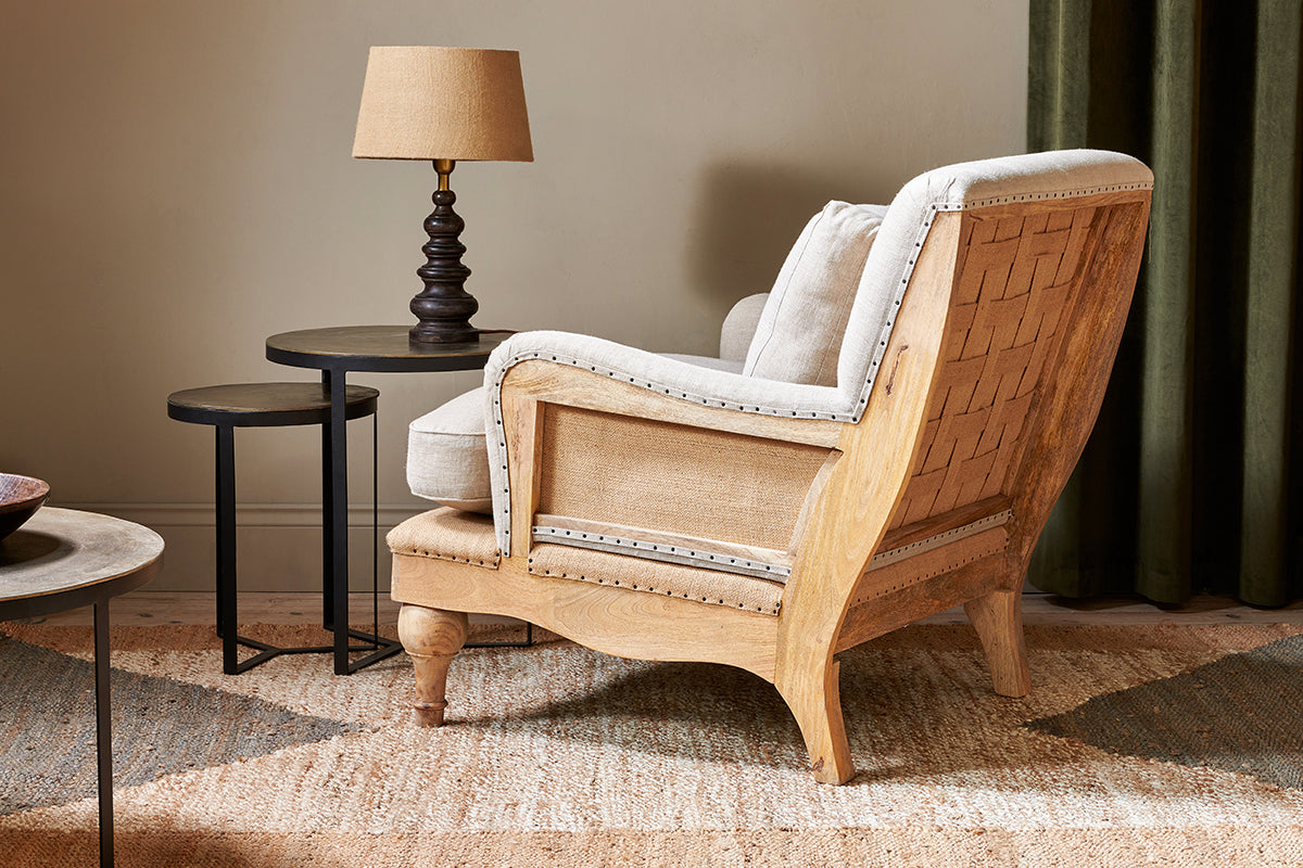 Abe Deconstructed Linen Armchair - Stone