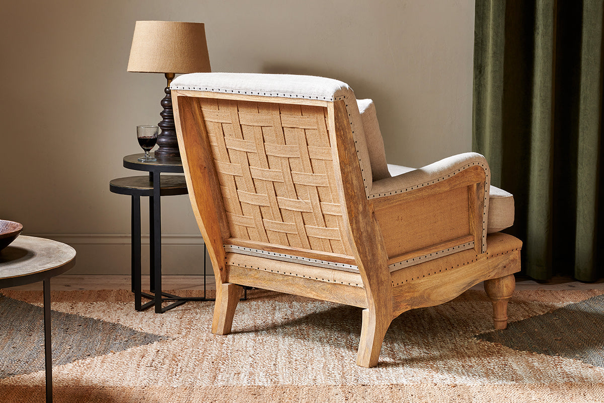 Abe Deconstructed Linen Armchair - Stone