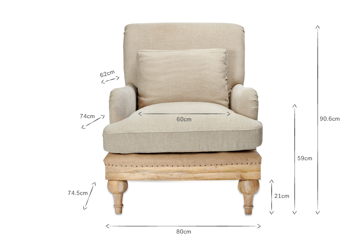 Abe Deconstructed Linen Armchair - Stone