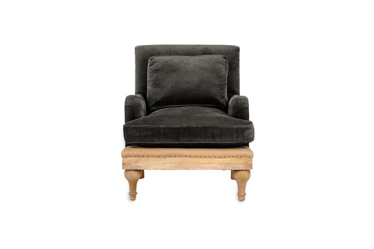 Abe Deconstructed Velvet Armchair - Moss