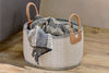 Anjuli Jute & Cotton Basket - Off White & Black