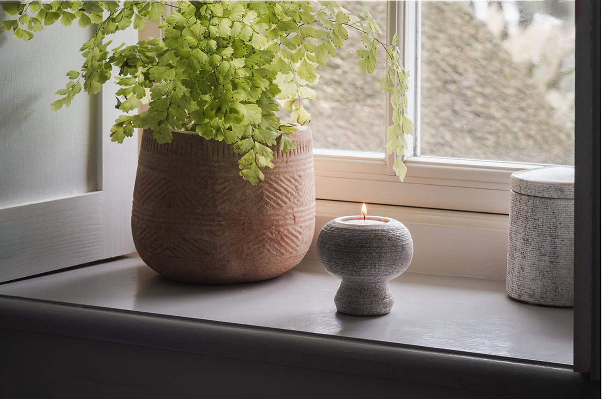 Asana Marble Tealight Holder - Grey