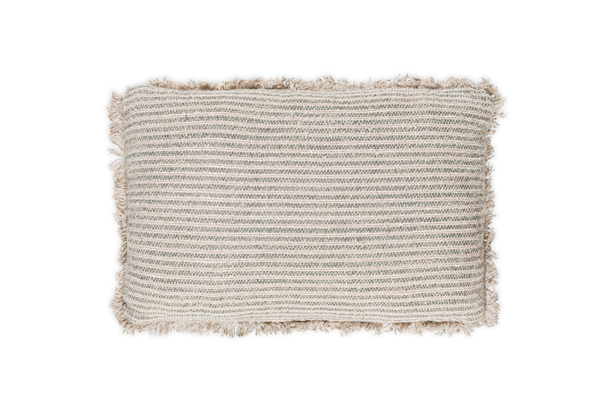 Gili Linen Cushion Cover - Dark Green & Natural