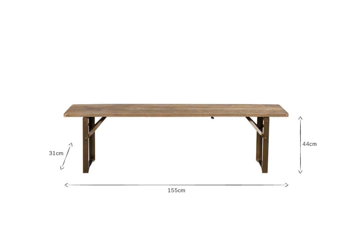 Hanita Mango Wood Folding Bench