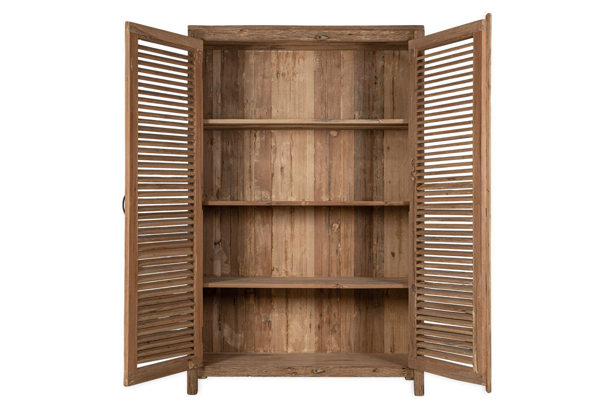 Ibo Reclaimed Wooden Slatted Cabinet - Natural - Large