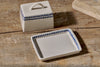 Indigo Drop Butter Dish - Cream & Indigo