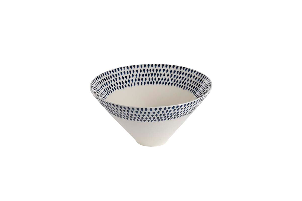 Indigo Drop Serving Bowl - Cream & Indigo - Large