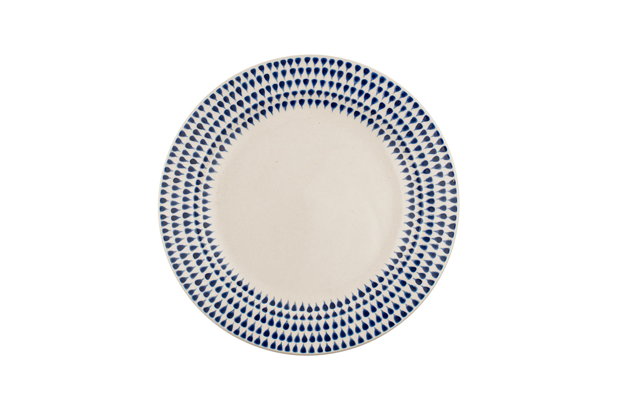 Indigo Drop Side Plate - Cream & Indigo