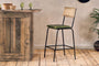 Iswa Leather & Cane Counter Chair - Rich Green