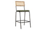 Iswa Leather & Cane Counter Chair - Rich Green