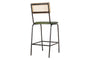 Iswa Leather & Cane Counter Chair - Rich Green