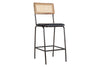 Iswa Leather & Cane Counter Chair - Aged Black