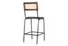 Iswa Leather & Cane Counter Chair - Aged Black