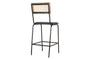 Iswa Leather & Cane Counter Chair - Aged Black