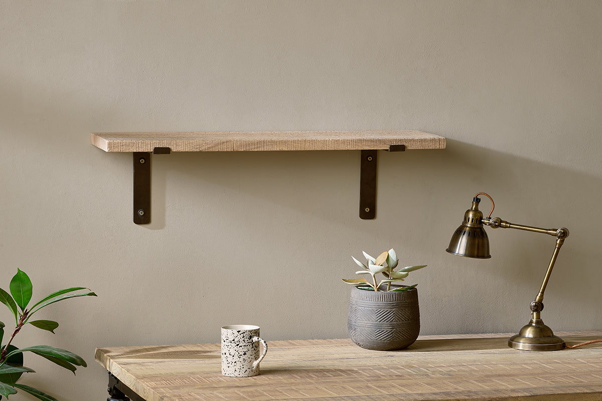 Japhali Mango Wood And Iron Shelf - Medium