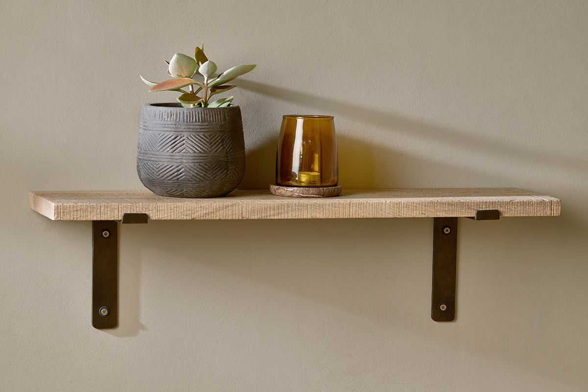 Japhali Mango Wood And Iron Shelf - Medium