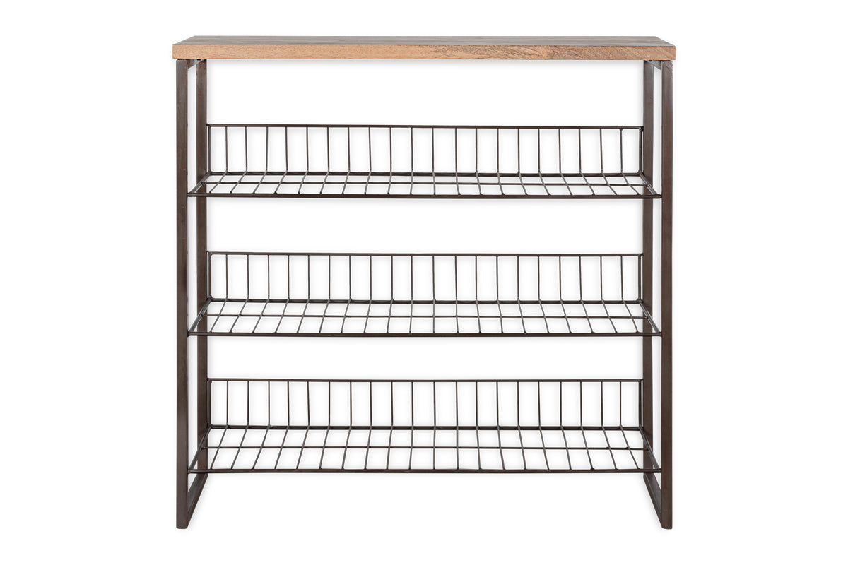 Kiyoma Iron & Wood Tall Standing Shelves - Natural