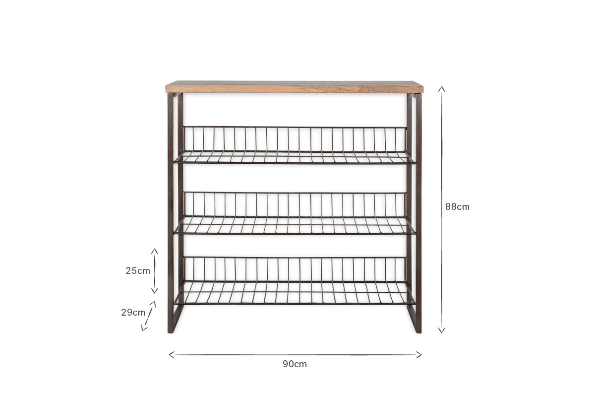 Kiyoma Iron & Wood Tall Standing Shelves - Natural