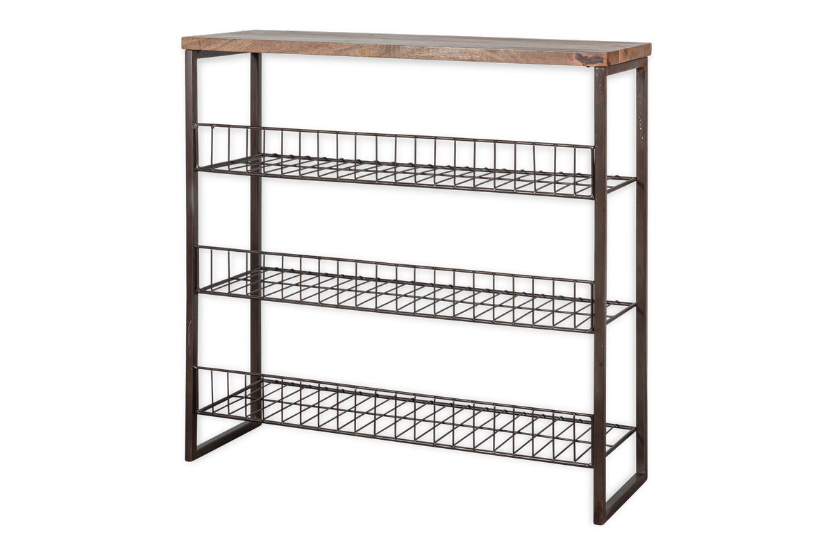 Kiyoma Iron & Wood Tall Standing Shelves - Natural