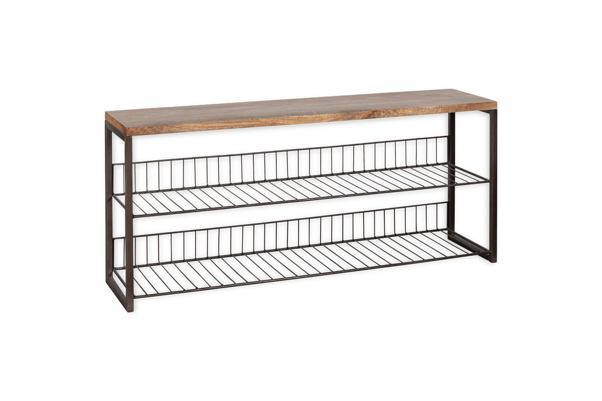 Kiyoma Iron & Wood Low Standing Shelves - Natural