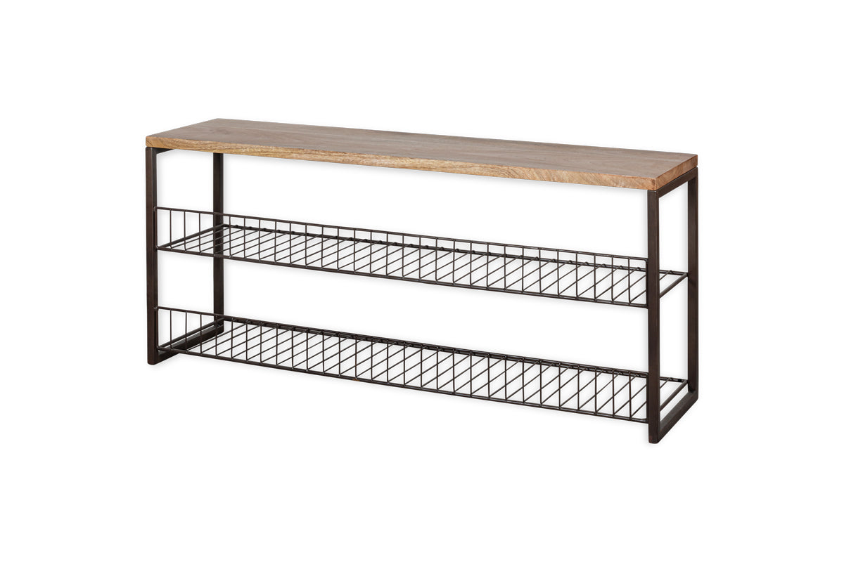 Kiyoma Iron & Wood Low Standing Shelves - Natural