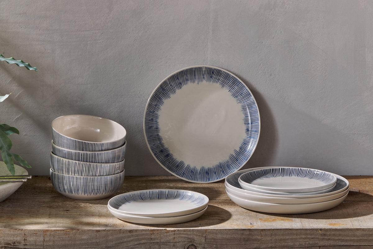 Karuma Dinnerware Set - Blue & White (Set of 12)