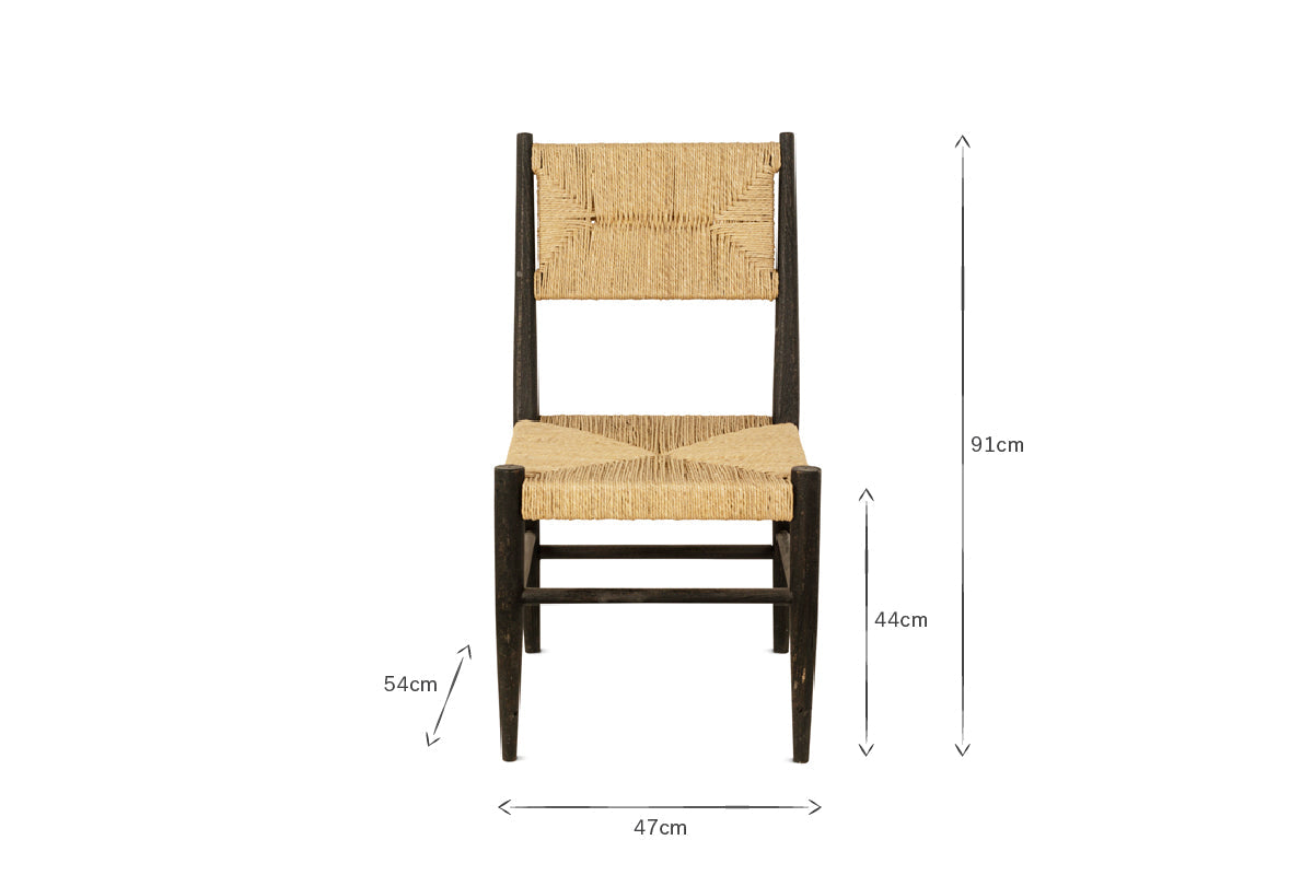 Lohanda Acacia & Munja Grass Dining Chair - Charcoal