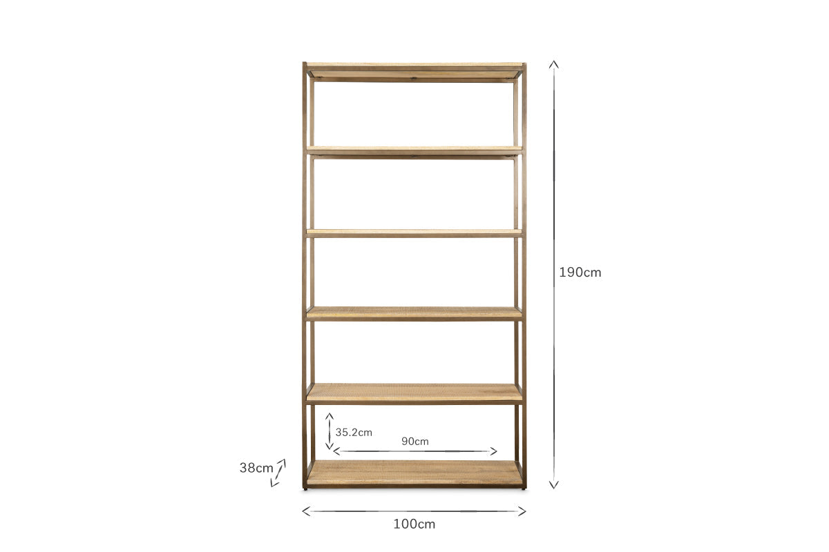 Marjori Mango Wood & Iron Standing Shelves - Wide