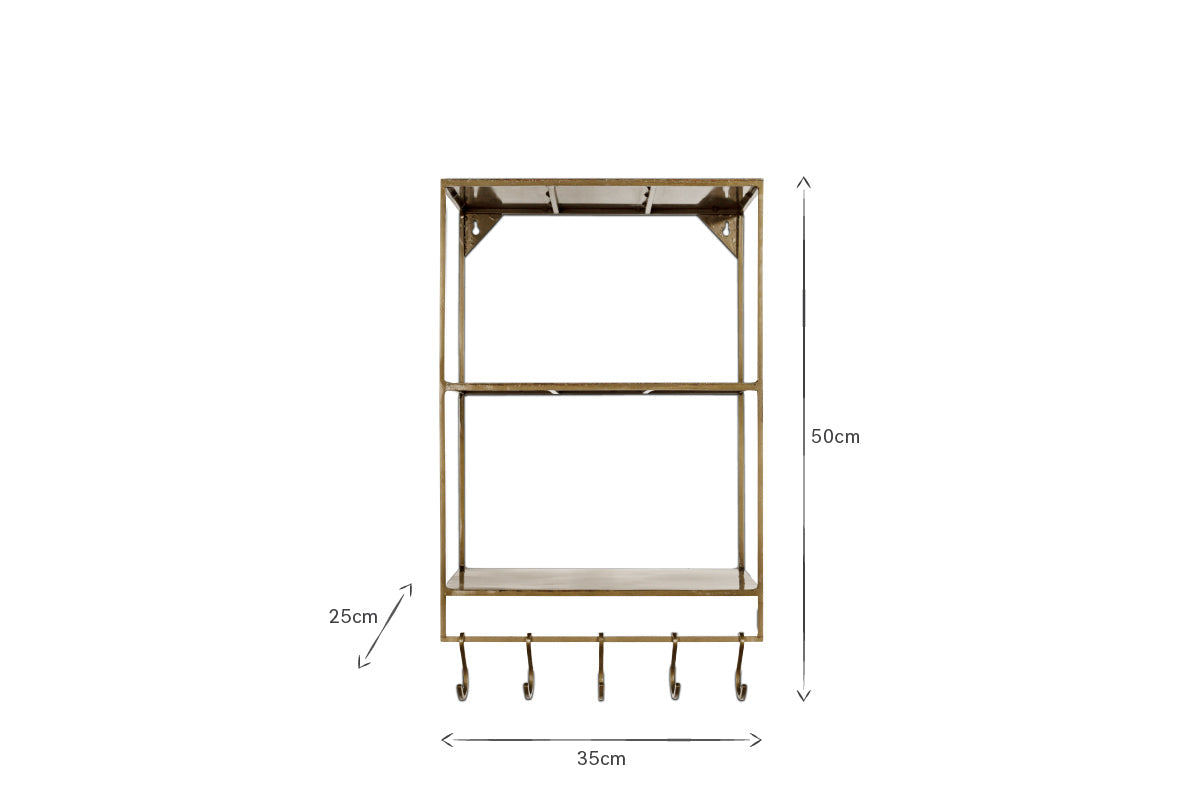 Meghana Iron Shelf With Hooks - Narrow