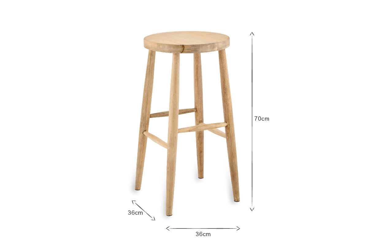 Mengwi Round Bar Stool - Natural