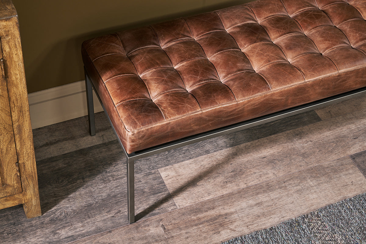 Nasan Leather Upholstered Bench