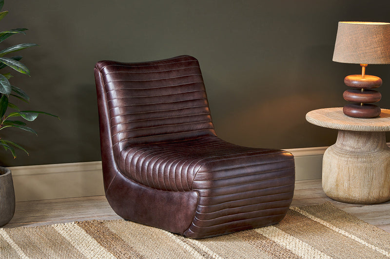 Navya Ribbed Leather Chair